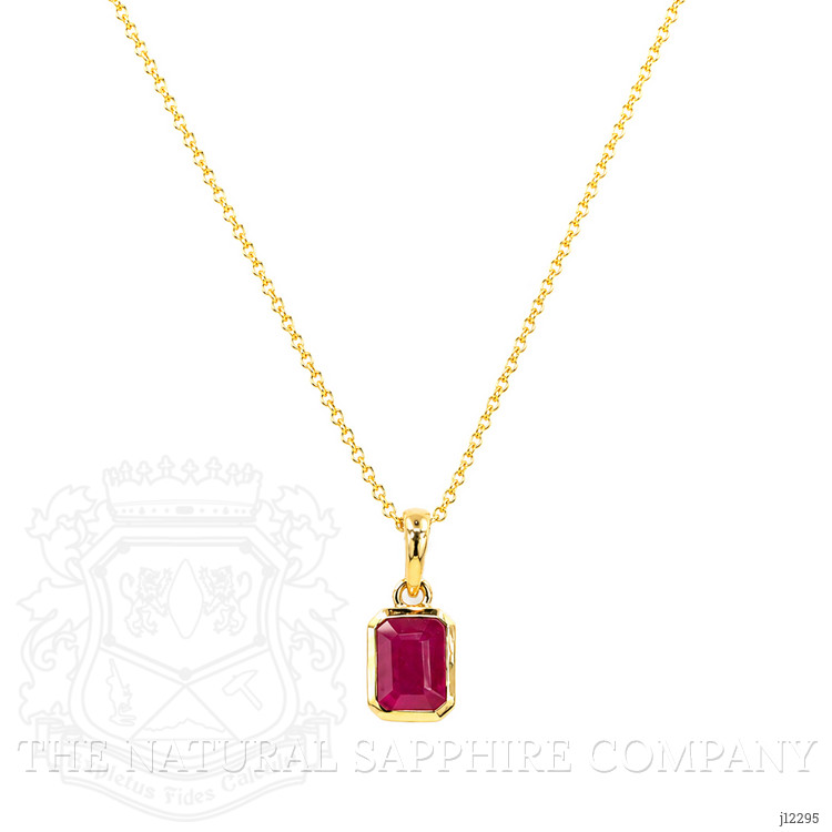 1.26 Ct. Pinkish Red Ruby Bezel Pendant, 14K Yellow Gold