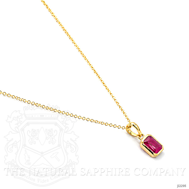 1.26 Ct. Pinkish Red Ruby Bezel Pendant, 14K Yellow Gold