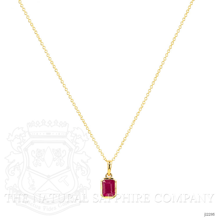 1.26 Ct. Pinkish Red Ruby Bezel Pendant, 14K Yellow Gold