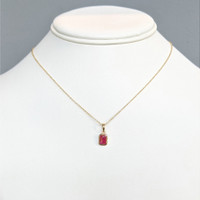 1.26 Ct. Pinkish Red Ruby Bezel Pendant, 14K Yellow Gold Life Style
