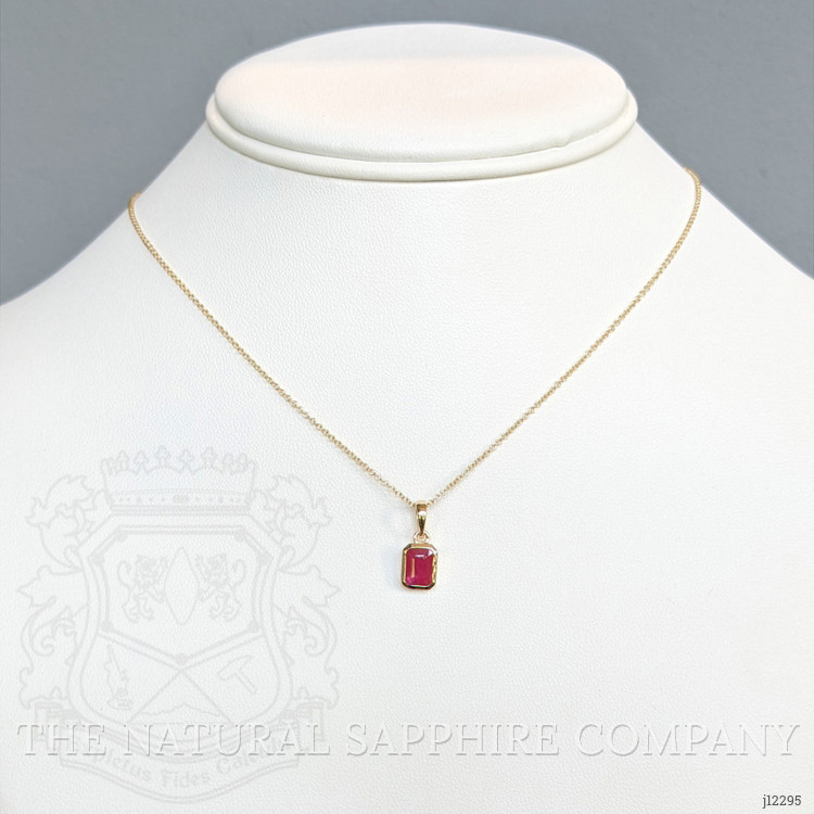 1.26 Ct. Pinkish Red Ruby Bezel Pendant, 14K Yellow Gold
