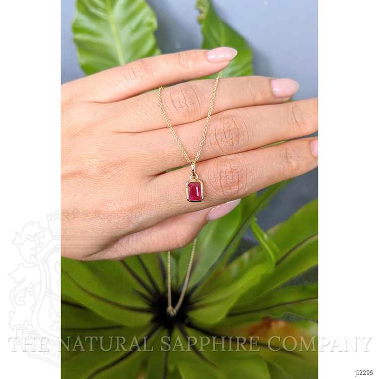 1.26 Ct. Pinkish Red Ruby Bezel Pendant, 14K Yellow Gold