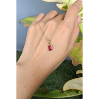 1.26 Ct. Pinkish Red Ruby Bezel Pendant, 14K Yellow Gold Life Style