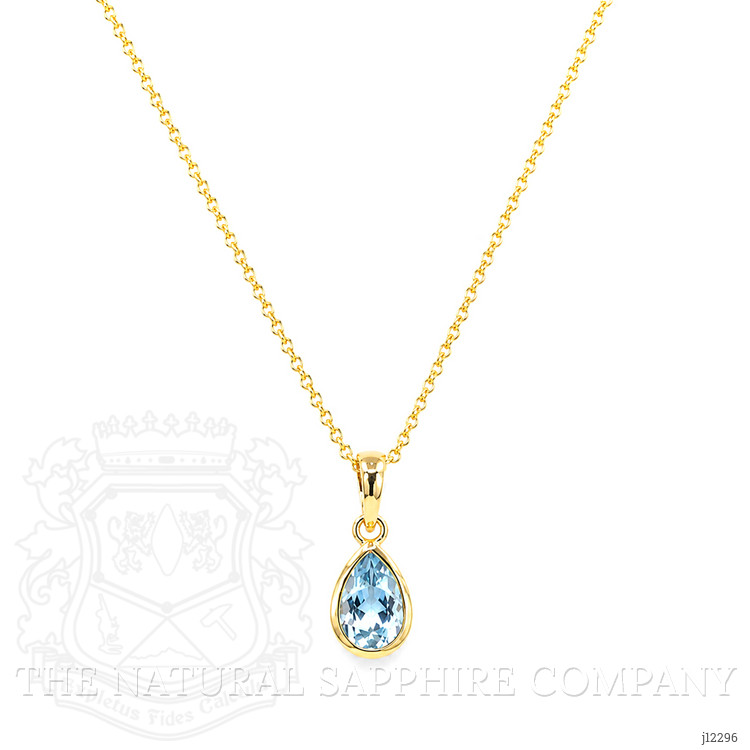 0.76 Ct. Blue Aquamarine Bezel Pendant, 14K Yellow Gold