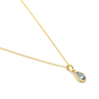 0.76 Ct. Blue Aquamarine Bezel Pendant, 14K Yellow Gold Image