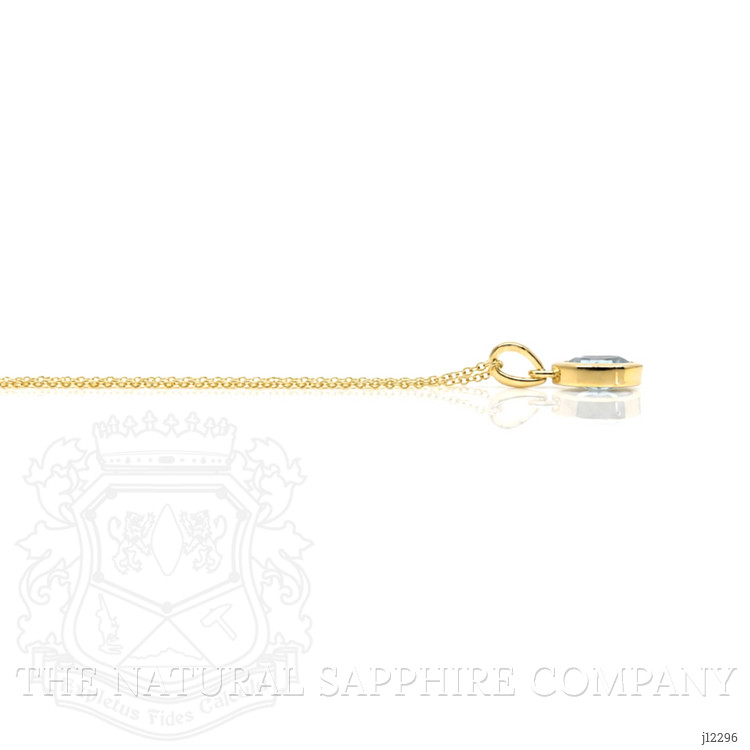0.76 Ct. Blue Aquamarine Bezel Pendant, 14K Yellow Gold