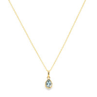 0.76 Ct. Blue Aquamarine Bezel Pendant, 14K Yellow Gold Image