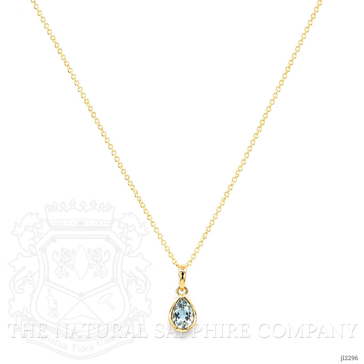 0.76 Ct. Blue Aquamarine Bezel Pendant, 14K Yellow Gold
