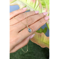 0.76 Ct. Blue Aquamarine Bezel Pendant, 14K Yellow Gold Life Style