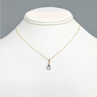 0.76 Ct. Blue Aquamarine Bezel Pendant, 14K Yellow Gold Life Style