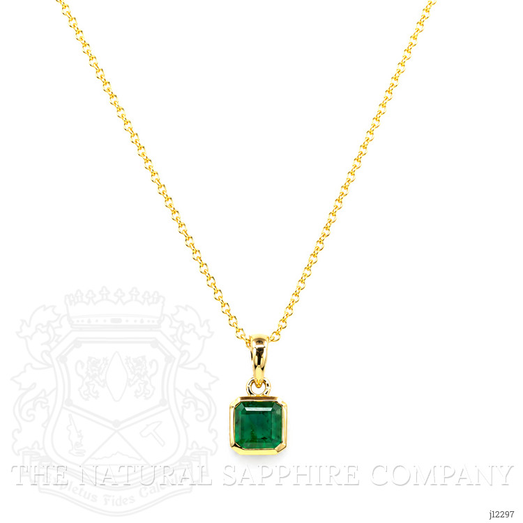 0.99 Ct. Emerald Bezel Pendant, 14K Yellow Gold