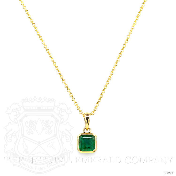 0.99 Ct. Emerald Bezel Pendant, 14K Yellow Gold