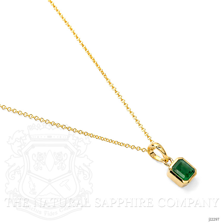 0.99 Ct. Emerald Bezel Pendant, 14K Yellow Gold