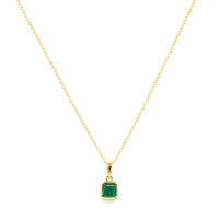 0.99 Ct. Emerald Bezel Pendant, 14K Yellow Gold Image