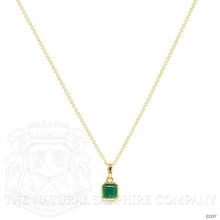 0.99 Ct. Emerald Bezel Pendant, 14K Yellow Gold