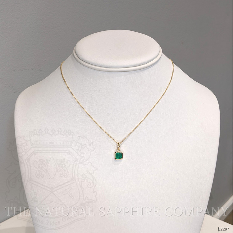 0.99 Ct. Emerald Bezel Pendant, 14K Yellow Gold