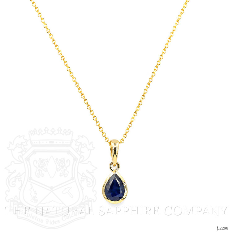 0.96 Ct. Blue Sapphire Bezel Pendant, 14K Yellow Gold