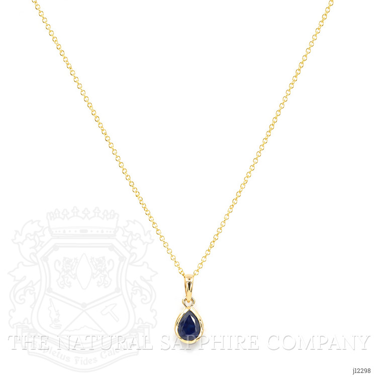 0.96 Ct. Blue Sapphire Bezel Pendant, 14K Yellow Gold