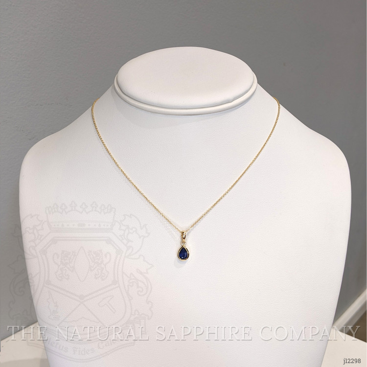 0.96 Ct. Blue Sapphire Bezel Pendant, 14K Yellow Gold