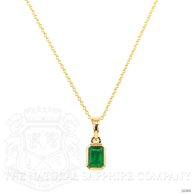 0.53 Ct. Emerald Bezel Pendant, 14K Yellow Gold