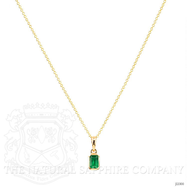 0.53 Ct. Emerald Bezel Pendant, 14K Yellow Gold