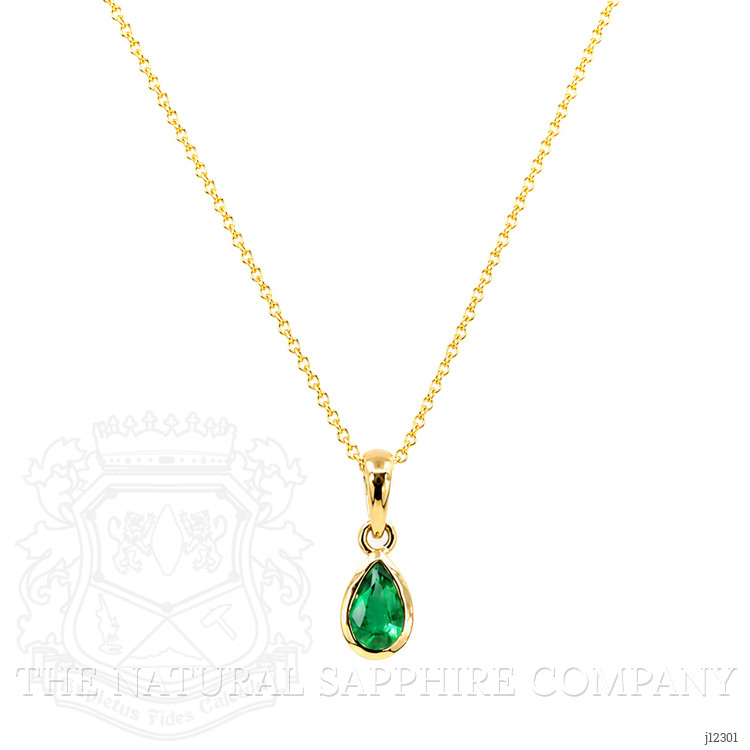 0.50 Ct. Emerald Bezel Pendant, 14K Yellow Gold