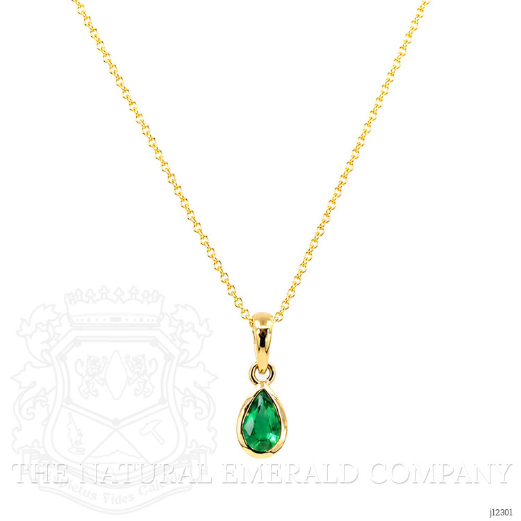 0.50 Ct. Emerald Bezel Pendant, 14K Yellow Gold