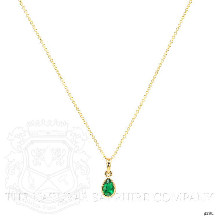 0.50 Ct. Emerald Bezel Pendant, 14K Yellow Gold