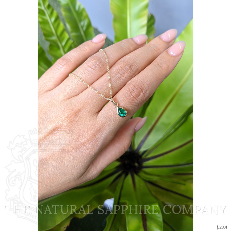 0.50 Ct. Emerald Bezel Pendant, 14K Yellow Gold