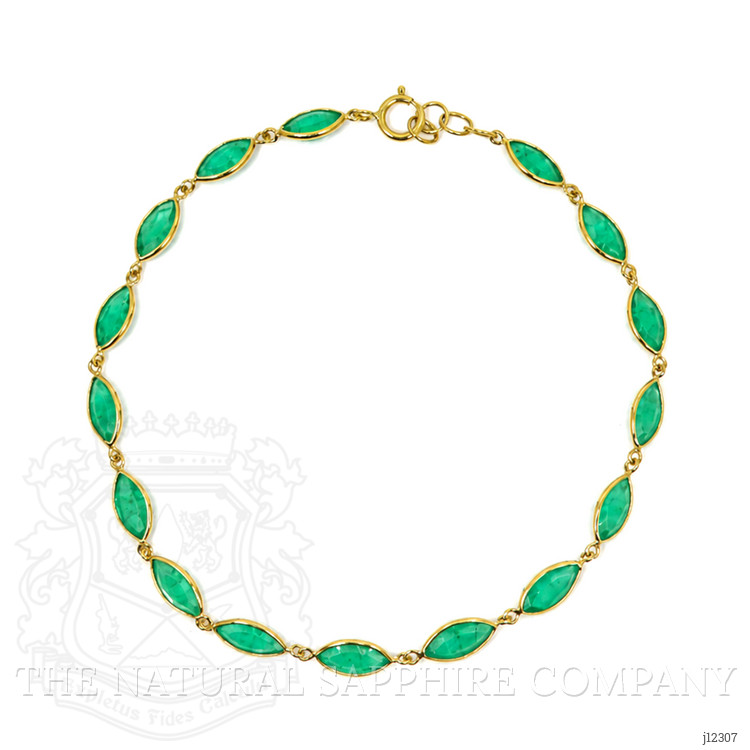 4.99 Ct.Tw. Emerald Bezel Bracelet, 18K Yellow Gold