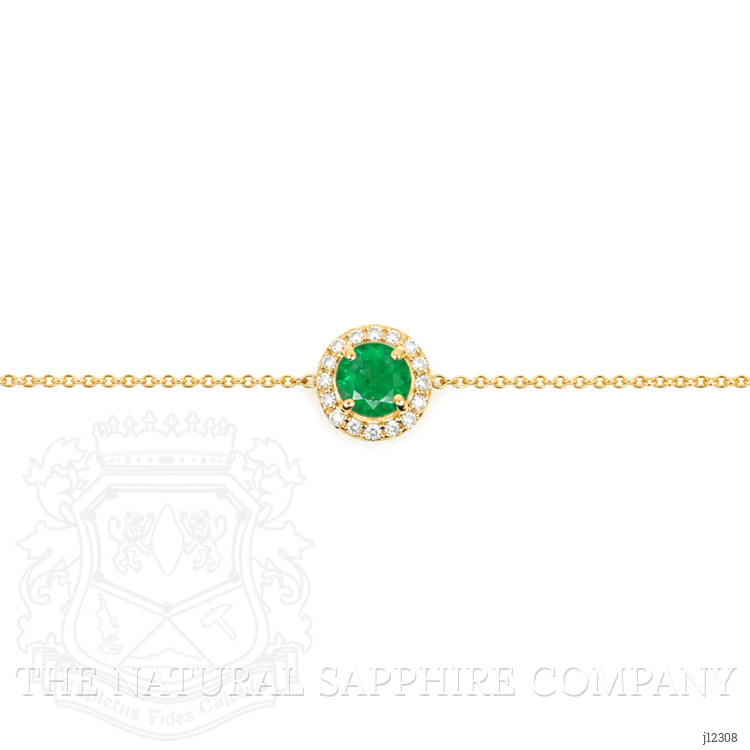 0.41 Ct.Tw. Emerald and Natural Diamond Pave Bracelet, 14K Yellow Gold