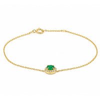 0.41 Ct.Tw.Total Carat Weight Emerald and Natural Diamond Pave Bracelet, 14K Yellow Gold Image