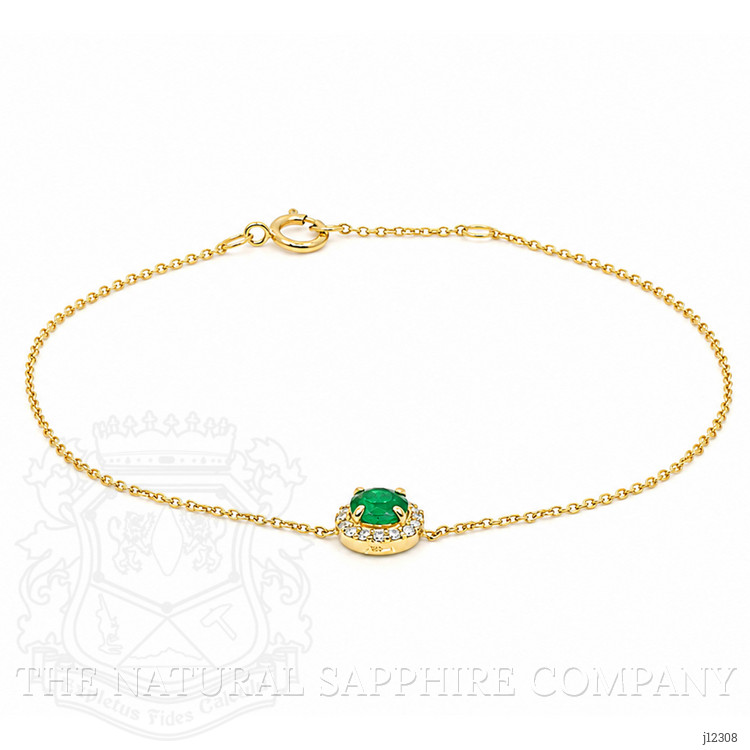 0.41 Ct.Tw. Emerald and Natural Diamond Pave Bracelet, 14K Yellow Gold