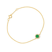 0.41 Ct.Tw.Total Carat Weight Emerald and Natural Diamond Pave Bracelet, 14K Yellow Gold Image