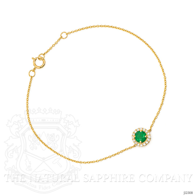 0.41 Ct.Tw. Emerald and Natural Diamond Pave Bracelet, 14K Yellow Gold