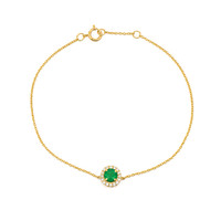 0.41&nbsp;Ct.Tw.Total Carat Weight Emerald and Natural Diamond Pave Bracelet, 14K Yellow Gold Image
