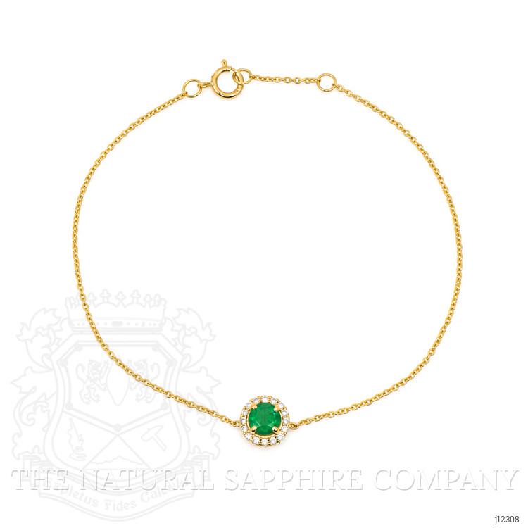 0.41 Ct.Tw. Emerald and Natural Diamond Pave Bracelet, 14K Yellow Gold