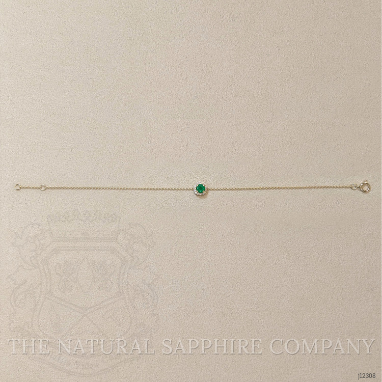 0.41 Ct.Tw. Emerald and Natural Diamond Pave Bracelet, 14K Yellow Gold