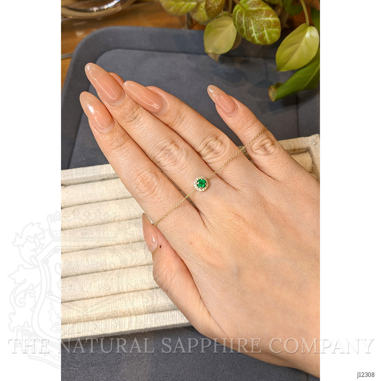 0.41 Ct.Tw. Emerald and Natural Diamond Pave Bracelet, 14K Yellow Gold