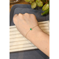 0.41&nbsp;Ct.Tw.Total Carat Weight Emerald and Natural Diamond Pave Bracelet, 14K Yellow Gold Life Style