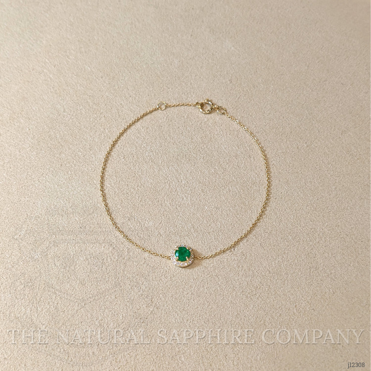 0.41 Ct.Tw. Emerald and Natural Diamond Pave Bracelet, 14K Yellow Gold