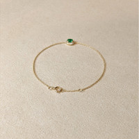 0.41&nbsp;Ct.Tw.Total Carat Weight Emerald and Natural Diamond Pave Bracelet, 14K Yellow Gold Life Style