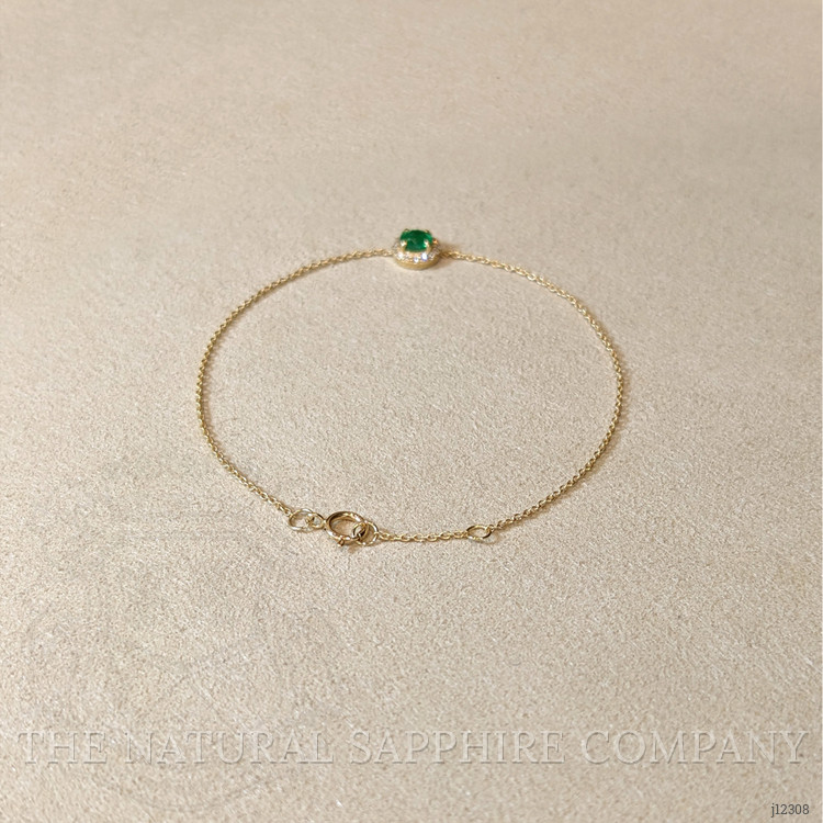 0.41 Ct.Tw. Emerald and Natural Diamond Pave Bracelet, 14K Yellow Gold