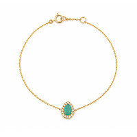 0.58 Ct.Tw.Total Carat Weight Bluish Green Paraiba Tourmaline and Natural Diamond Pave Bracelet, 14K Yellow Gold Image