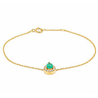 0.58&nbsp;Ct.Tw.Total Carat Weight Bluish Green Paraiba Tourmaline and Natural Diamond Pave Bracelet, 14K Yellow Gold Image