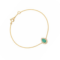 0.58&nbsp;Ct.Tw.Total Carat Weight Bluish Green Paraiba Tourmaline and Natural Diamond Pave Bracelet, 14K Yellow Gold Image