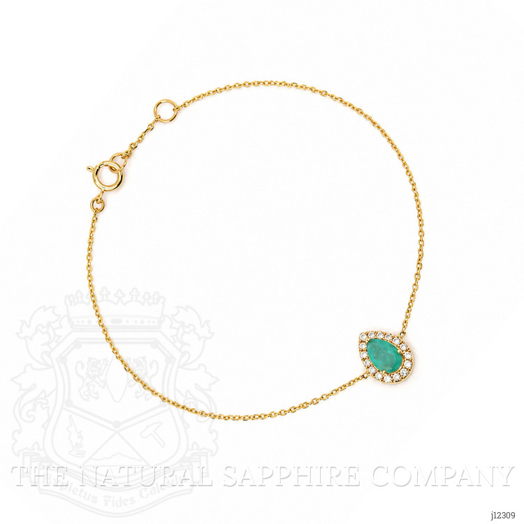 0.58 Ct.Tw. Bluish Green Paraiba Tourmaline and Natural Diamond Pave Bracelet, 14K Yellow Gold