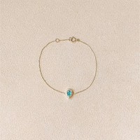 0.58 Ct.Tw.Total Carat Weight Bluish Green Paraiba Tourmaline and Natural Diamond Pave Bracelet, 14K Yellow Gold Life Style