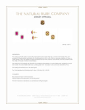 1.62 Ct.Tw.Total Carat Weight Pinkish Red Ruby and Natural Diamond Studs Earrings, 14K Yellow Gold Appraisal