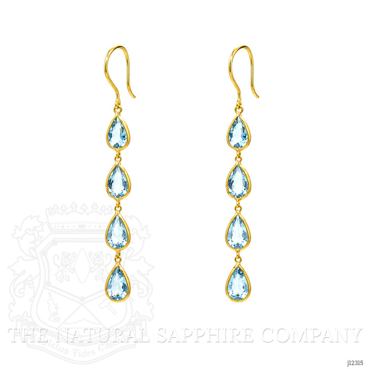 5.53 Ct.Tw. Blue Aquamarine Bezel Earrings, 14K Yellow Gold
